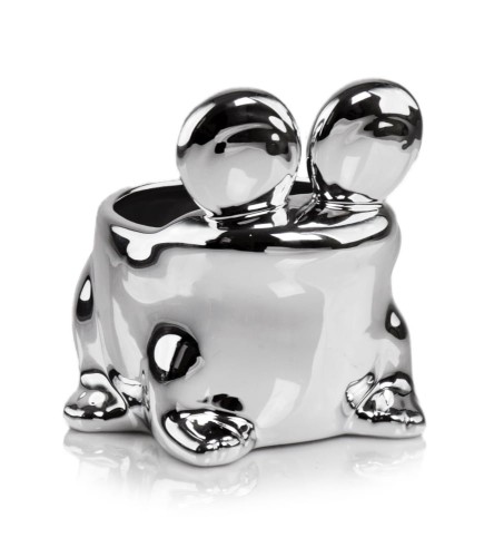 Osłonka doniczka żabka żaba srebrna silver 18 cm