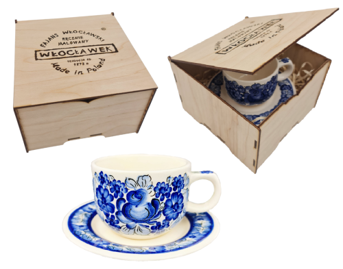 Filiżanka 0,25 Ola + Spodek Agata - FAJANS Włocławek Skrzyneczka na Prezent