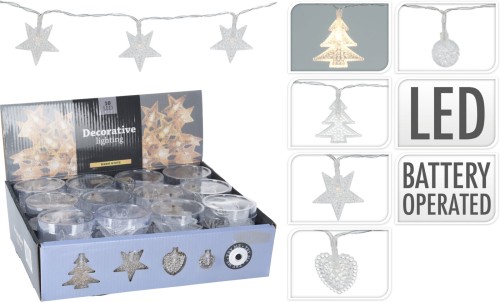 Lampki na druciku 10 LED białe ciepłe 120cm na baterie 