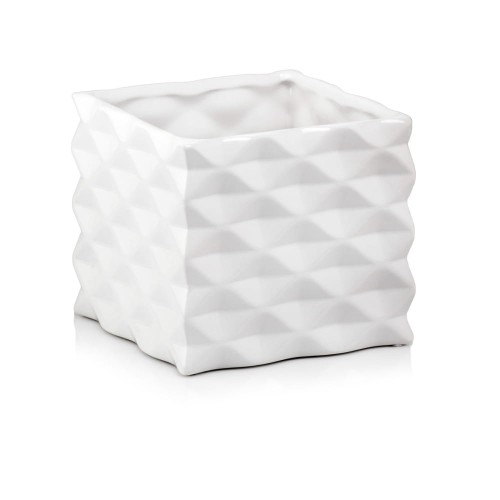Doniczka ceramiczna Kwadrat Piano White 14 