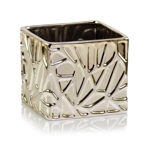 Doniczka osłonka ceramiczna Kwadrat Gold 18 cm