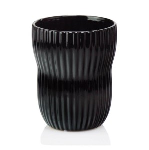Doniczka osłonka Barcelona Ryflowana BLACK 16 cm