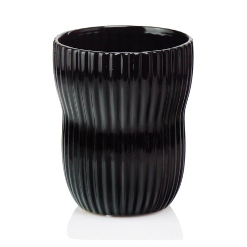 Doniczka osłonka Barcelona Ryflowana BLACK 16 cm