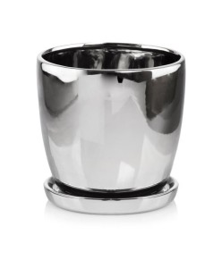 Donica ceramiczna z podstawkiem 17 cm - Silver