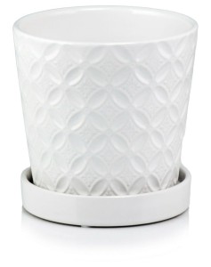 Donica ceramiczna z podstawkiem Deco 15 cm - White