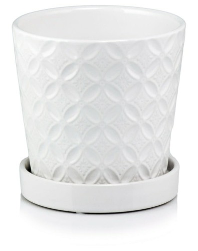 Donica ceramiczna z podstawkiem Deco 15 cm - White