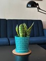 Donica ceramiczna z podstawkiem Deco 15 cm - Turkus