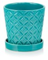 Donica ceramiczna z podstawkiem Deco 15 cm - Turkus