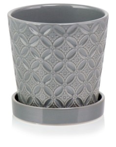 Donica ceramiczna z podstawkiem Deco 15 cm - Szary