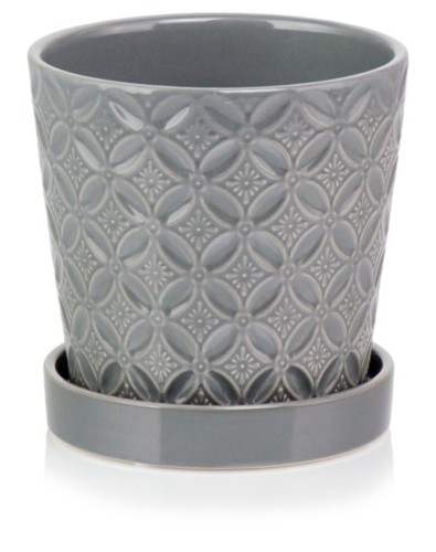 Donica ceramiczna z podstawkiem Deco 15 cm - Szary
