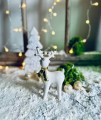 Figurka Renifer stojący Christmas White & Gold - 15 cm 