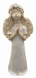 Figurka Anioł KOMUNIJNA DZIEWCZYNKA -SZAMOT - 26 cm