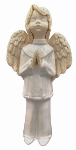 Figurka Anioł KOMUNIJNY CHŁOPIEC -SZAMOT - 26 cm 