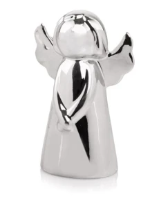 Figurka Anioł z ceramiki szkliwionej Moon Silver - 12 cm
