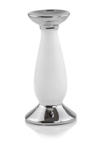 Świecznik ceramiczny White & Silver 18 cm