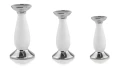 Świecznik ceramiczny White & Silver 18 cm