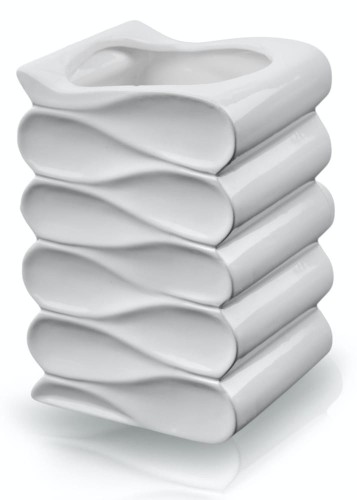 Doniczka osłonka ceramiczna Wazon Wave Fala WHITE
