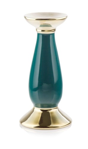 Świecznik ceramiczny Green & Gold 18 cm