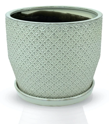 Doniczka ceramiczna z podstawką Vintage Miętowa 30 cm